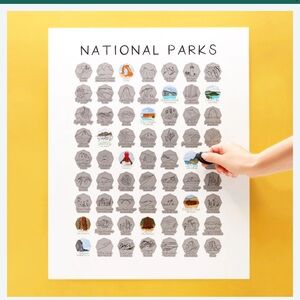 US National Parks Bucket List Scratch Print.